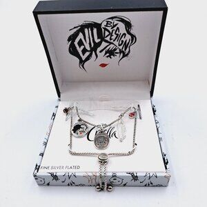 Disney Cruella De Vil Bite Back Adjustable Fine Silver Plated Charm Bracelet
